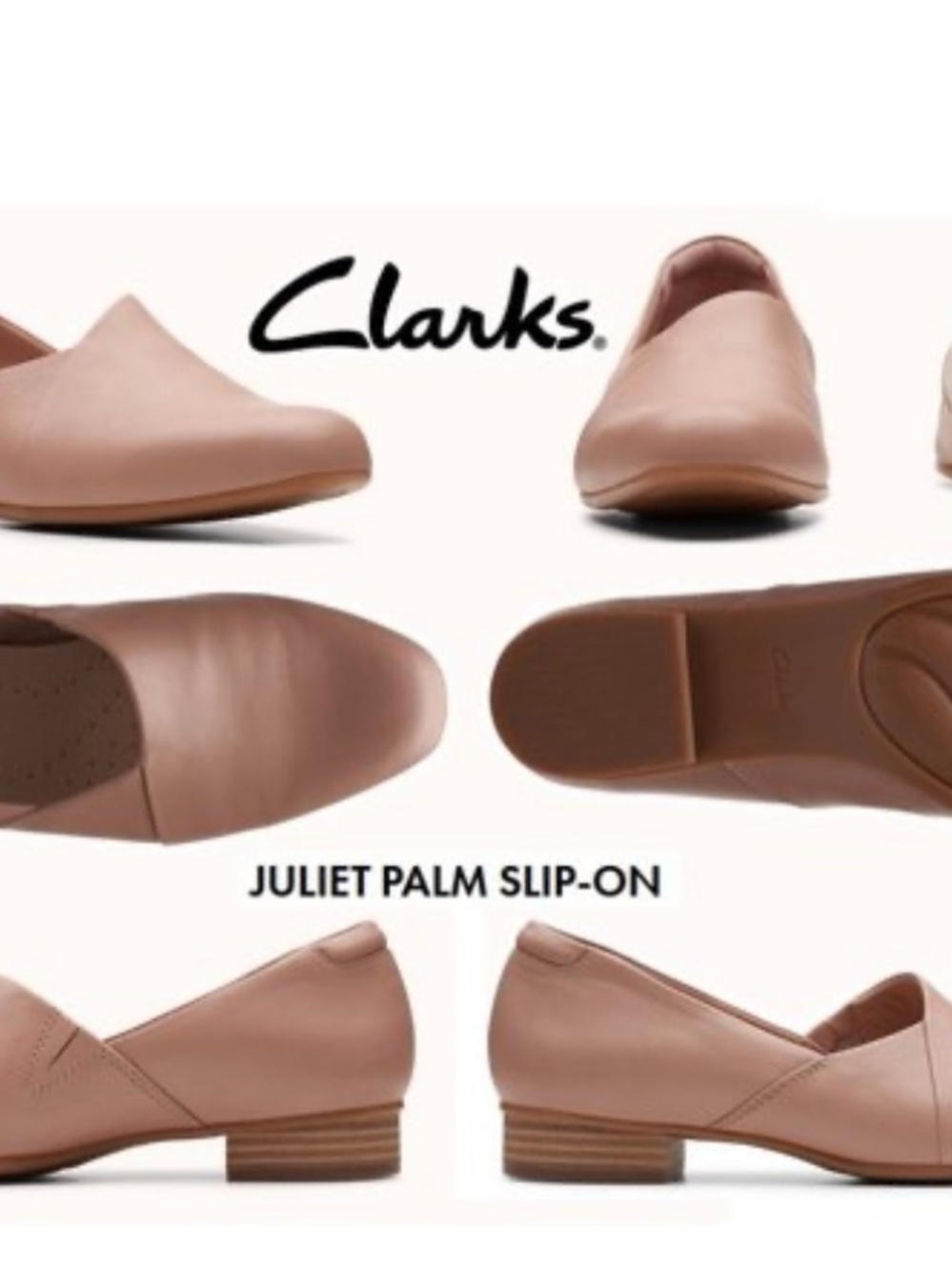 Clarks Juliet Palm Slip-On in Blush Leather